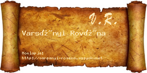 Varsányi Rovéna névjegykártya